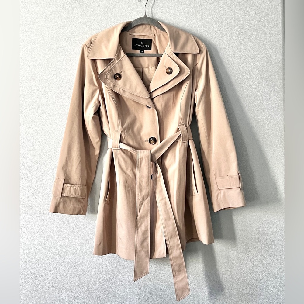 London Fog Classic Trench Coat Beige Petite XL